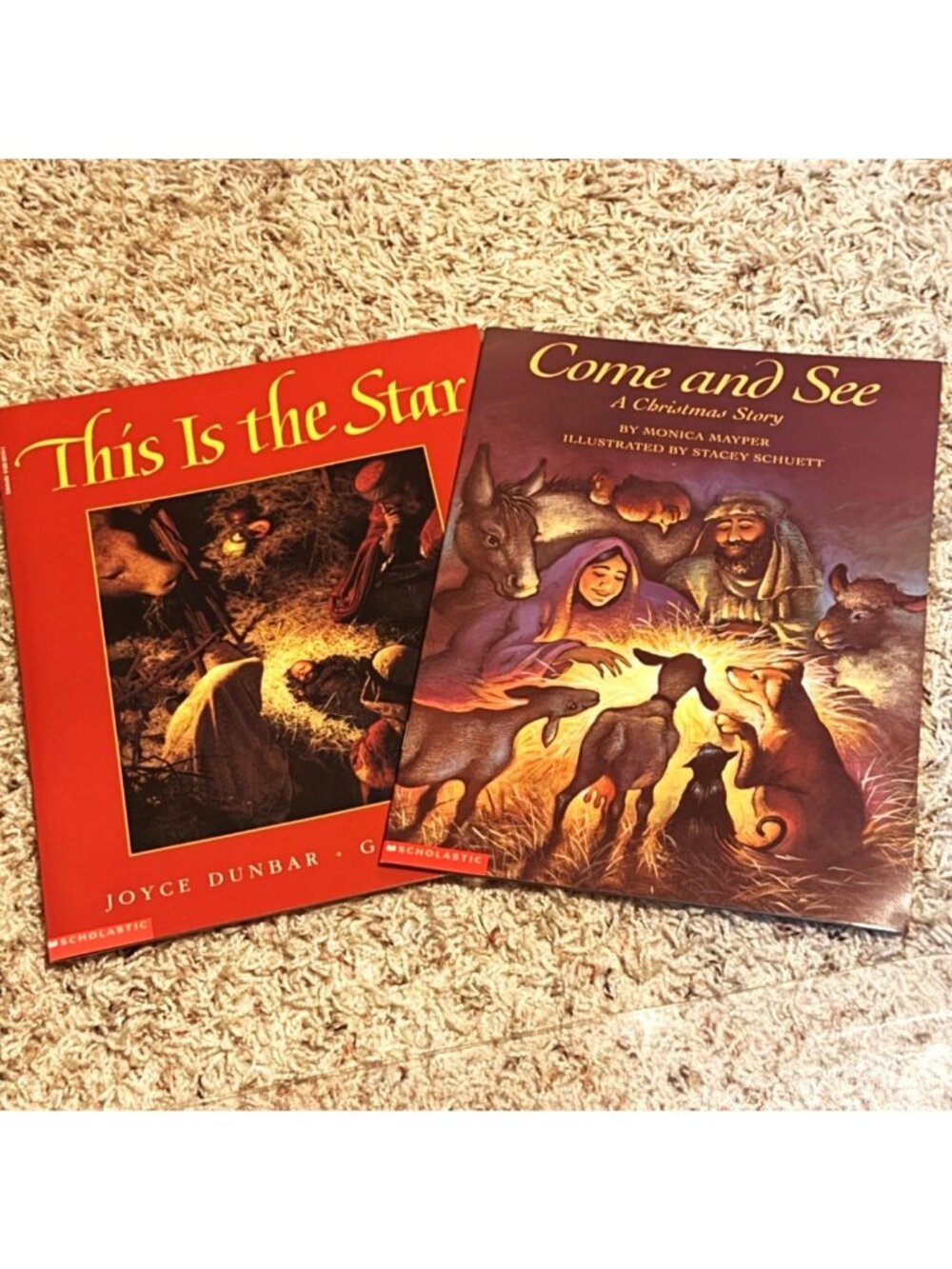 Nativity Christmas Story Picture Book Lot This Is the Star Come See Scholastic
